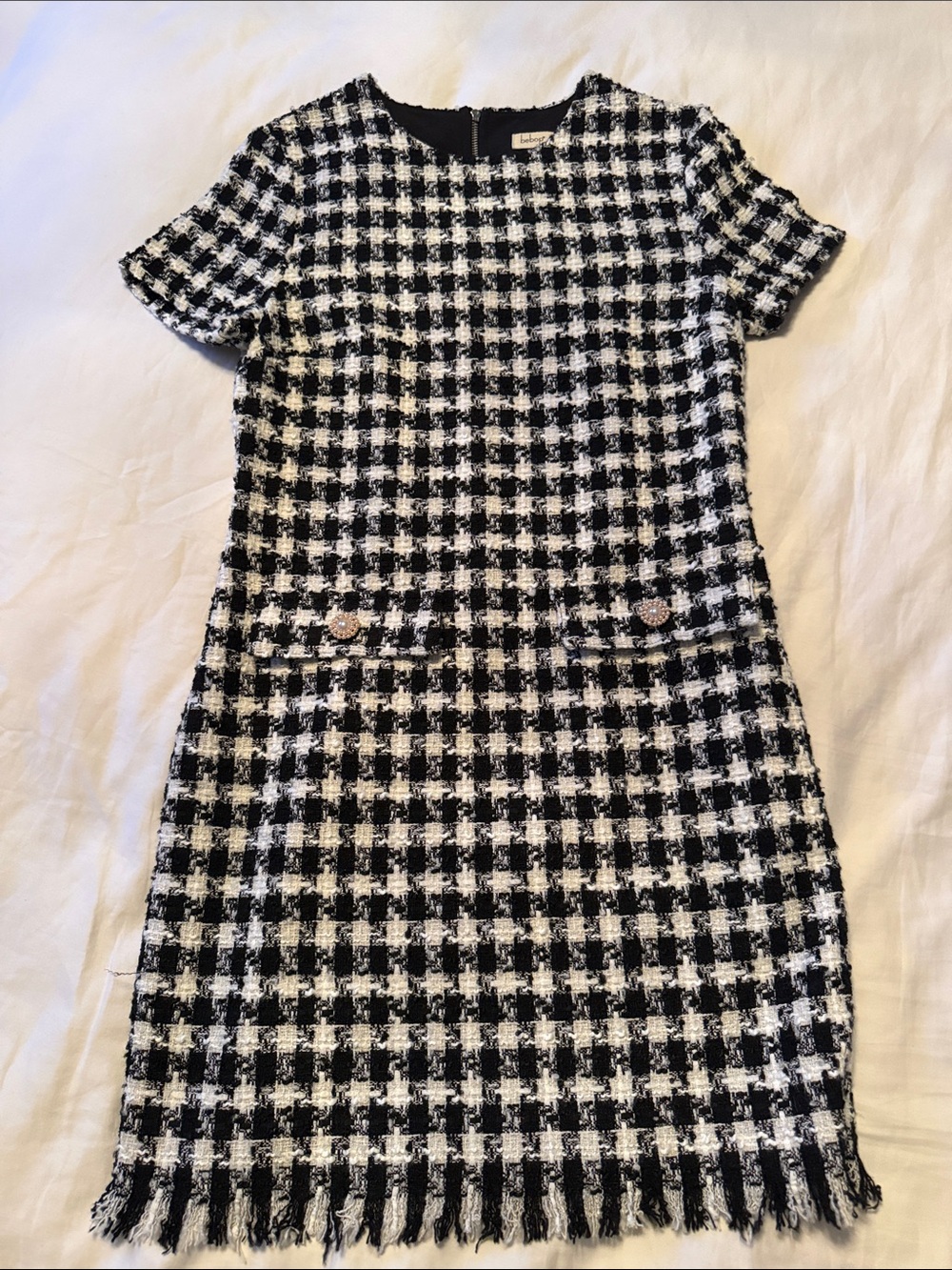 BeBop Black and White Tweed Shift Dress